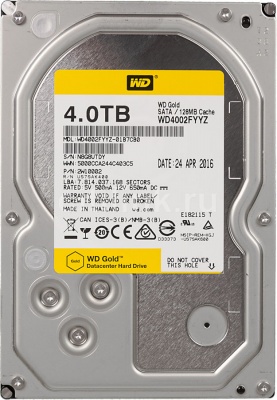 Накопитель HDD SATA 3.5" 4Tb 6Gb/s 7200rpm 128Mb WD Gold < WD4002FYYZ >